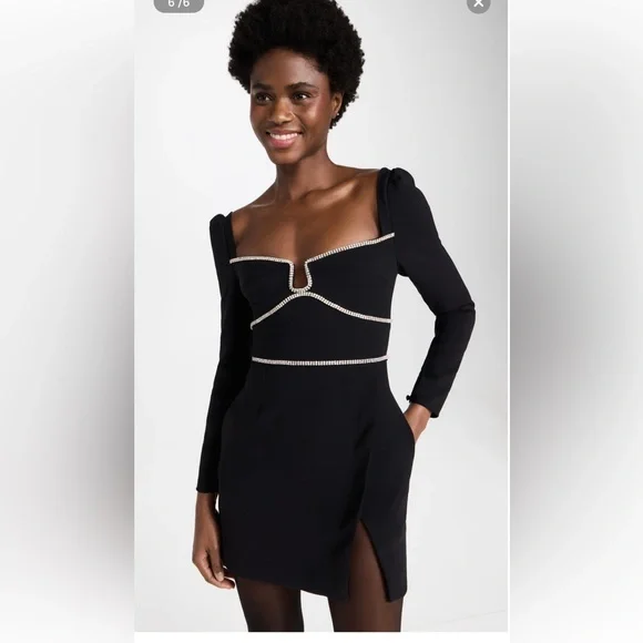 black mini dress with split Knit Bodycon Mini Dress with Split Hem main image 1